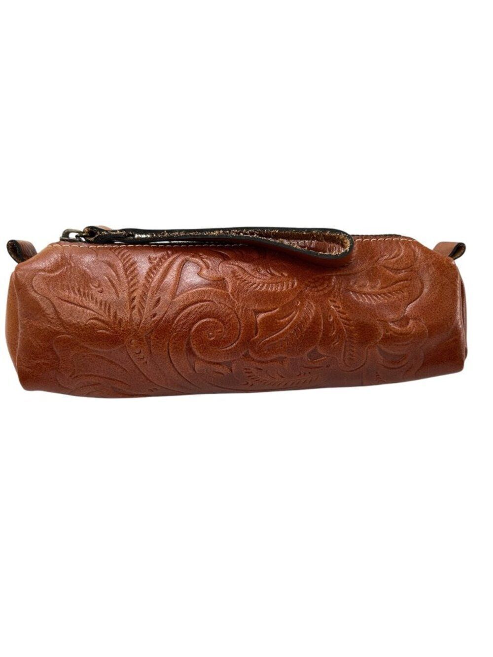 Patricia Nash Isla Oblong Embossed Leather Case Brown Tooled Leather